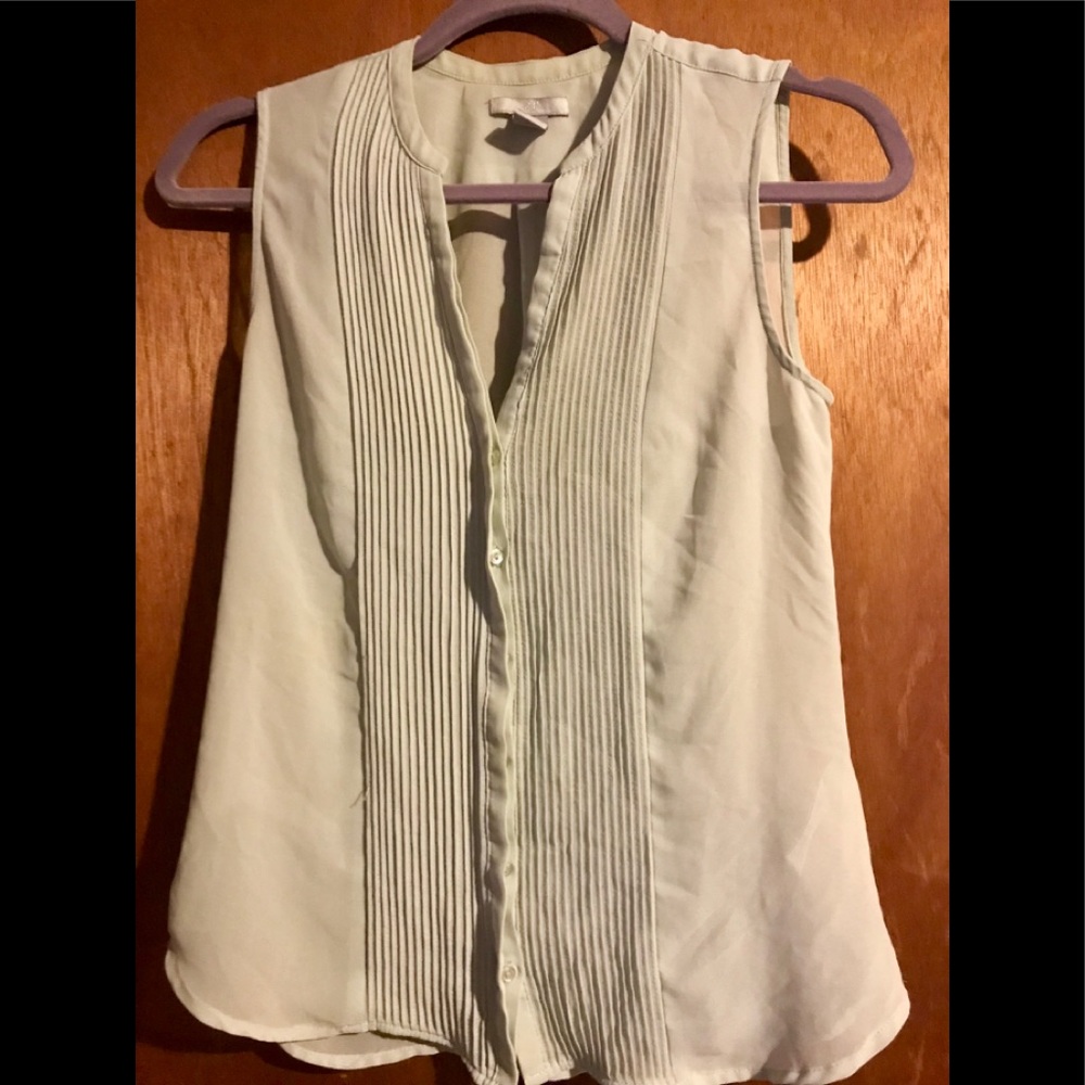 H&M silk button down sage blouse